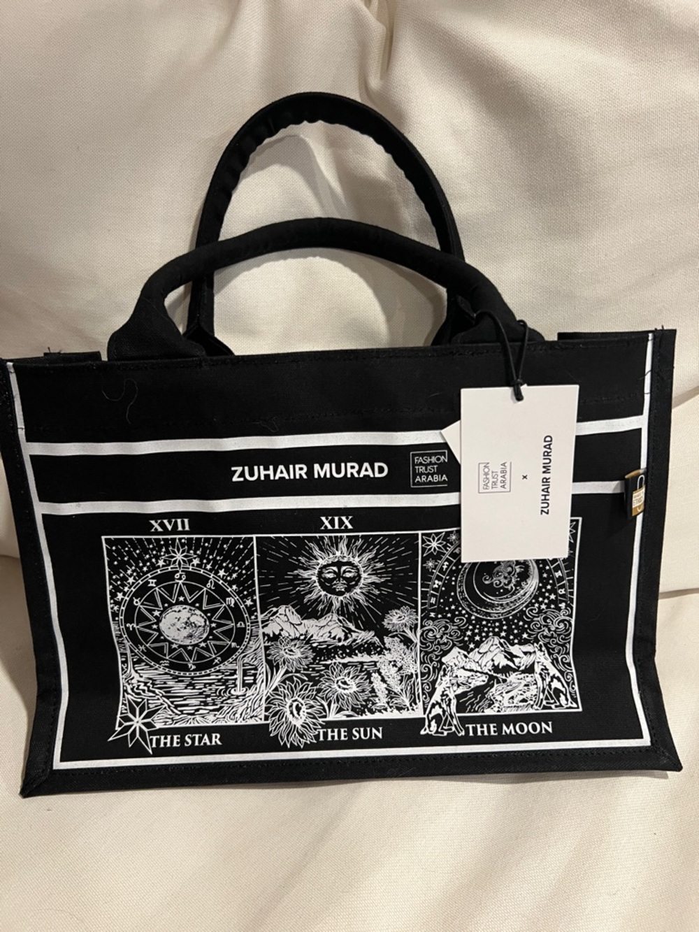 Zuhair Murad Black and White Tarot Graphic Tote